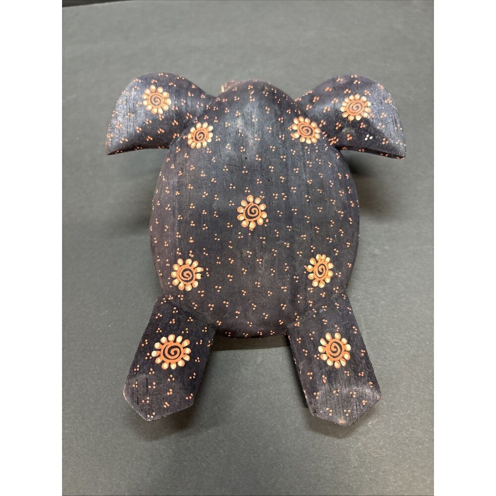 Hand-Painted Wood Sea Turtle Figurines with Floral Designs - Picture 5 of 8